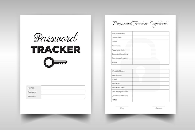 Conception De Modèle D'intérieur De Journal De Suivi De Mot De Passe Kdp Amazon
