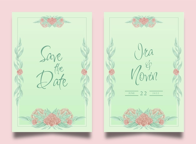 Conception De Modèle D'invitation De Mariage Aquarelle Romantique Floral