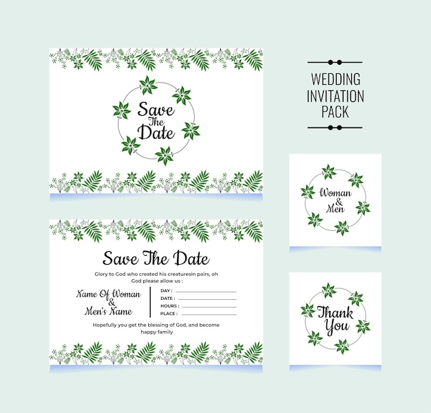 Conception De Modèle D'invitation De Mariage Fleur Carte Verte