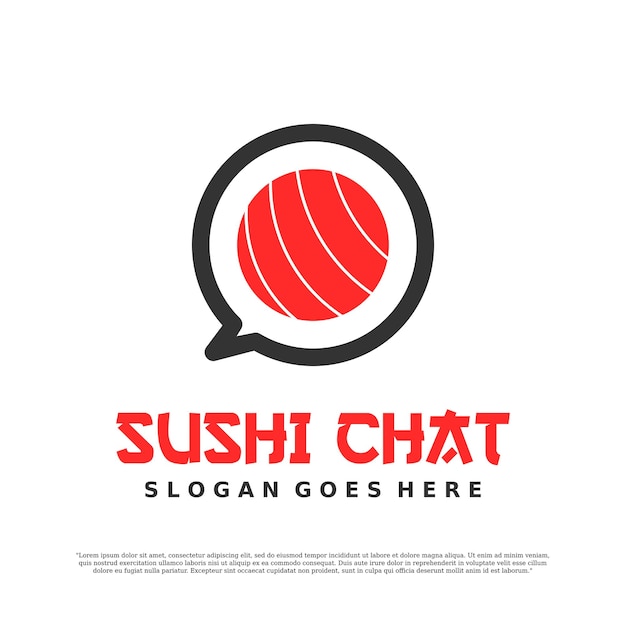 Conception De Modèle De Logo De Chat à Bulles De Sushi En Illustration Vectorielle