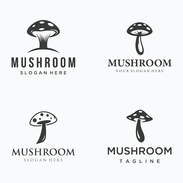 Conception De Modèle De Logo Créatif De Ferme De Champignons Bio Unique Avec Concept Moderne Illustration Vectorielle