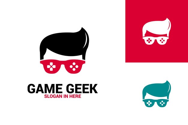 Conception de modèle de logo de geek de jeu