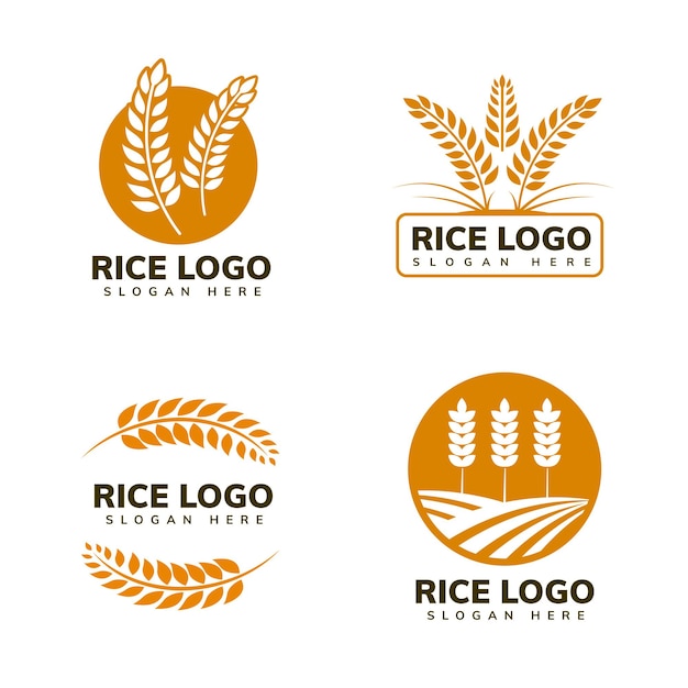 Conception De Modèle De Logo De Riz Et De Blé