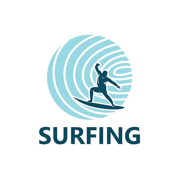 Conception de modèle de logo de sport de surf