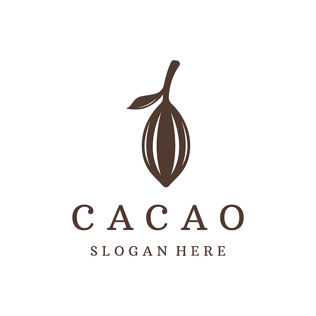 Conception De Modèle De Logotype De Plante De Gousse De Cacao Au Chocolat Fève De Cacao Plante Organique Exotique Fond Isolé