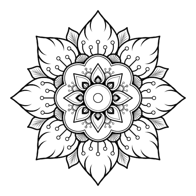 Conception De Modèle De Mandala Avec Dessiné à La Main, Modèle Oriental De Mandala De Vecteur, Conception Unique Avec La Fleur De Pétale. Concept De Détente Et D'utilisation De La Méditation Pour Le Livre De Logo De Page