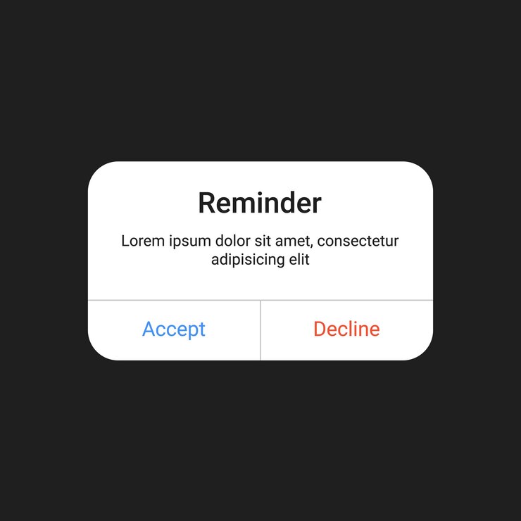 Conception de modèle de maquette d'interface de notification de rappel d'écran de smartphone avec fond transparent