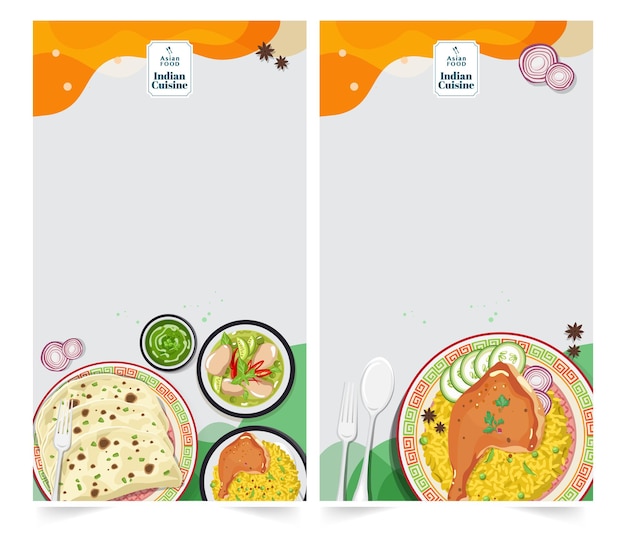 Conception de modèle de menu de cuisine indienne pour la nourriture de restaurant de cuisine indienne, illustration vectorielle