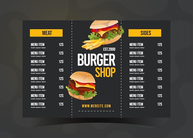 Vecteur conception de modèle de menu de magasin de hamburger vectoriel gratuit 1