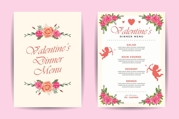 Conception De Modèle De Menu Pour Le Dîner De La Saint-valentin