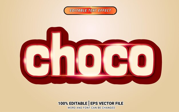 Conception de modèle modifiable d'effet de texte de luxe brillant Choco 3d