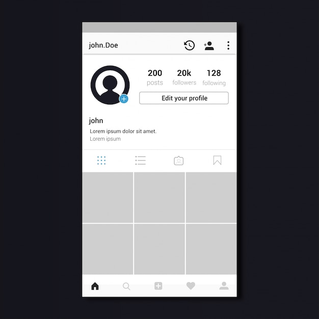 Conception de modèle de profil Instagram