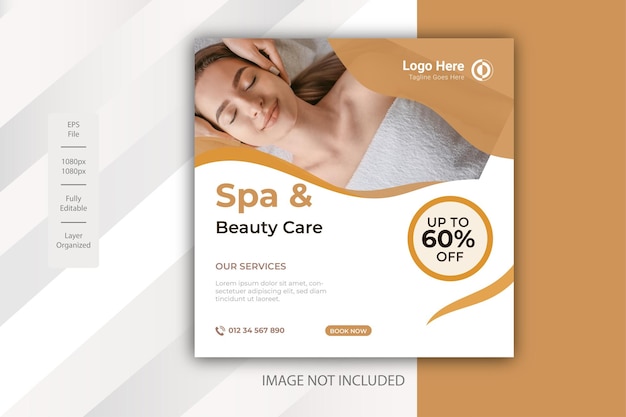 Conception de modèle de publication sur les médias sociaux de bannière Beauty & Spa