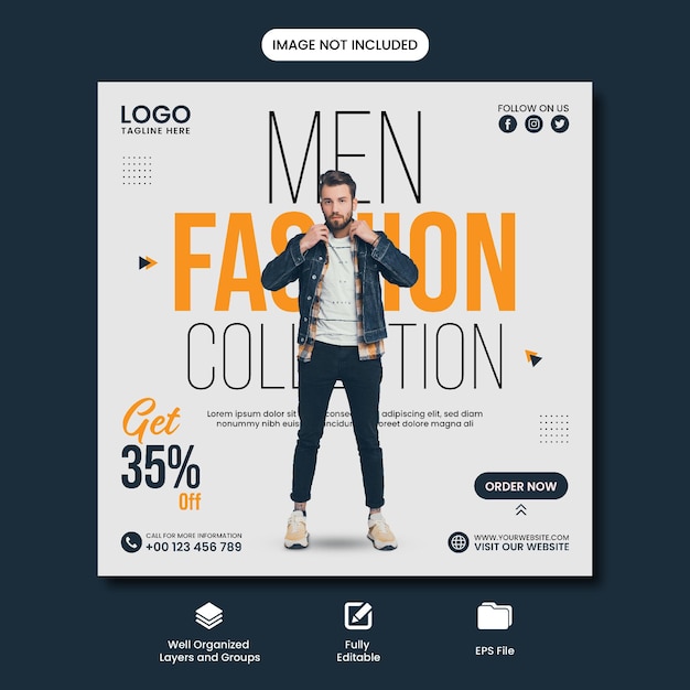 Conception De Modèle De Publication Sur Les Médias Sociaux De La Collection De Mode Pour Hommes