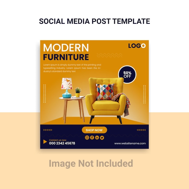 Vecteur conception de modèle de publication de médias sociaux de meubles modernes