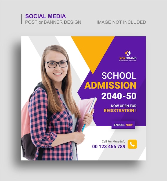 conception de modèle de publication sur les médias sociaux pour l'éducation des enfants et bannière Web