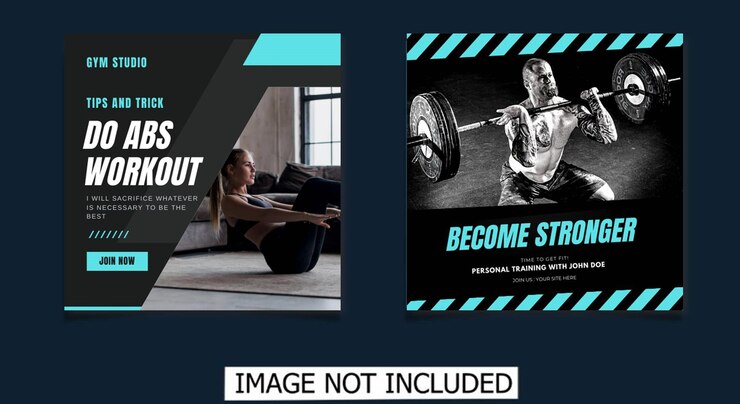 Vecteur conception de modèle de publication sur les médias sociaux pour le fitness et le sport