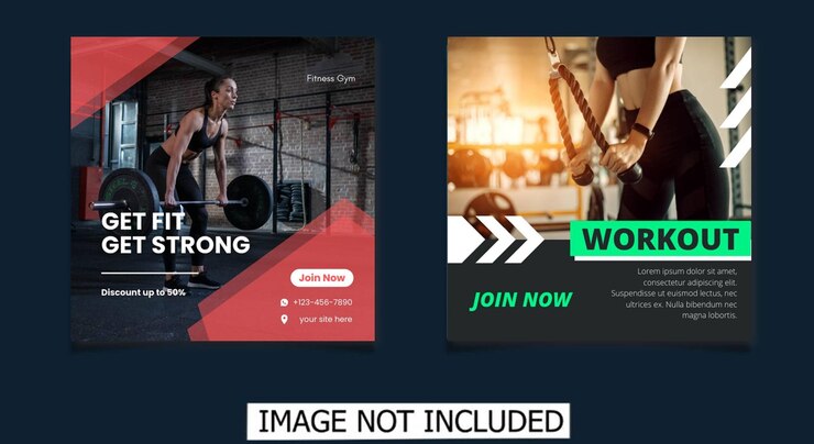 Vecteur conception de modèle de publication sur les médias sociaux pour le fitness et le sport