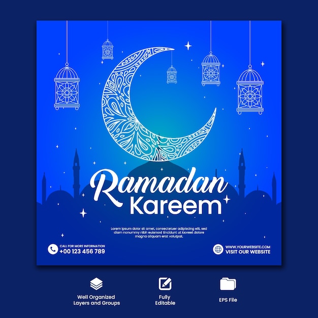 Conception De Modèle De Publication De Médias Sociaux Ramadan Kareem