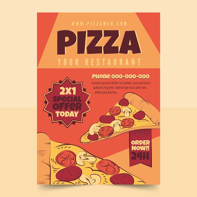 Vecteur conception de modèle de restaurant de pizza