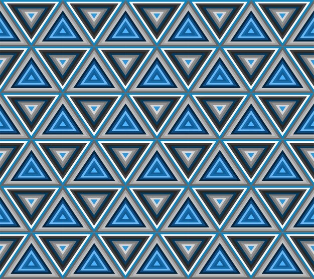 Conception de modèle sans couture de triangles de rayures bleues rétro. illustration vectorielle géométrique