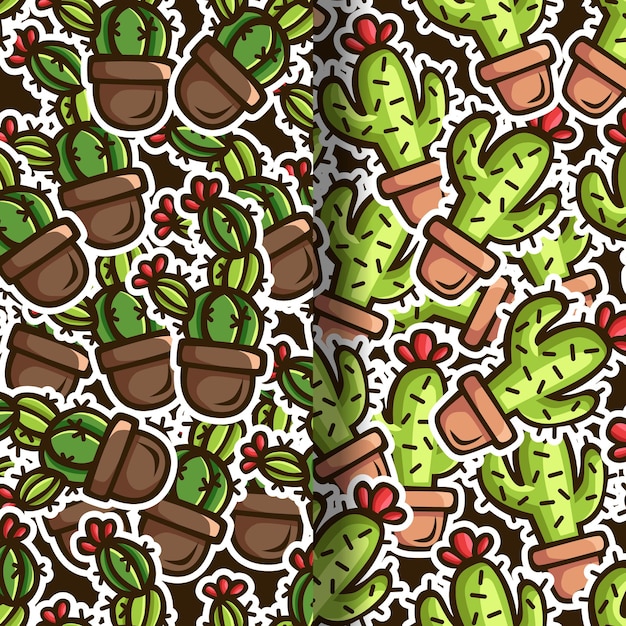 Vecteur conception de modèle sans couture de vecteur doodle cactus