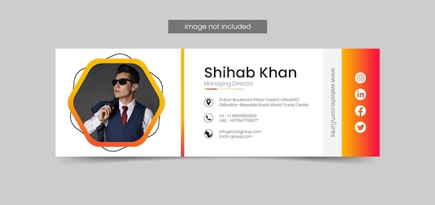 Conception De Modèle De Signature De Courrier électronique Professionnel Avec Lieu De Photo De L'auteur