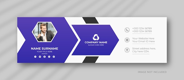 Conception De Modèle De Signature D'e-mail Minimaliste Ou Pied De Page D'e-mail Et Couverture Personnelle Des Médias Sociaux