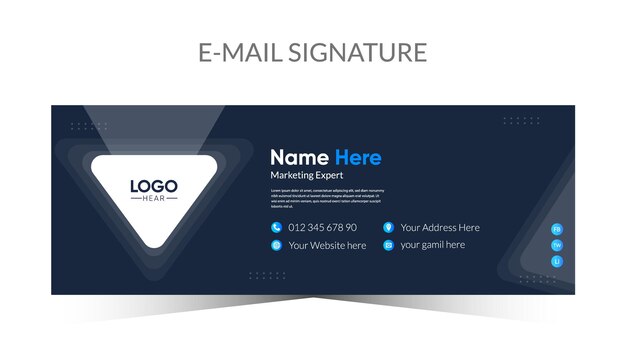conception de modèle de signature d'e-mail moderne et pied de page d'e-mail personnel