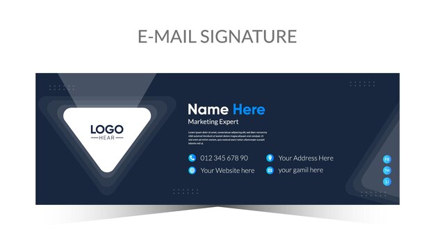 Vecteur conception de modèle de signature d'e-mail moderne et pied de page d'e-mail personnel