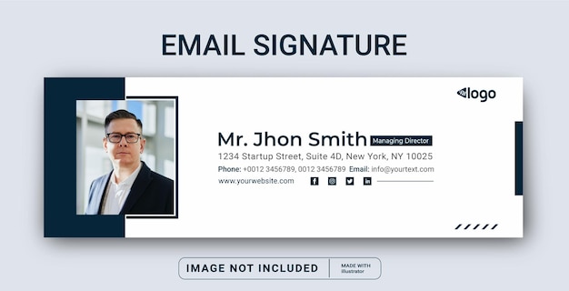Conception De Modèle De Signature D'e-mail Ou Pied De Page D'e-mail Et Couverture Personnelle Des Médias Sociaux