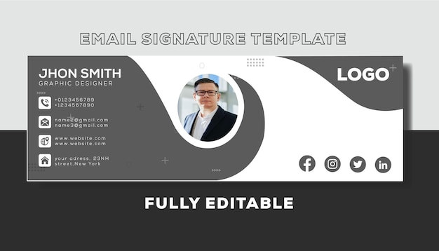 Conception De Modèle De Signature D'e-mail Ou Pied De Page D'e-mail Et Vecteur Premium De Couverture Facebook Personnelle