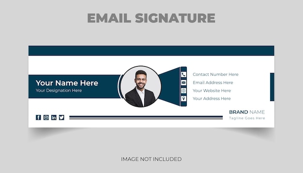 Conception de modèle de signature d'e-mail vectoriel ou pied de page d'e-mail et conception de couverture de médias sociaux