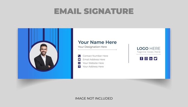 Conception de modèle de signature d'e-mail vectoriel ou pied de page d'e-mail et conception de couverture de médias sociaux