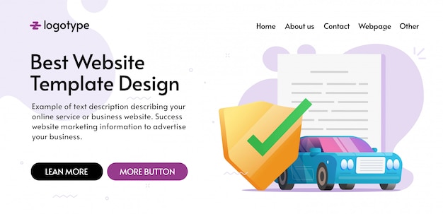Conception De Modèle De Site Web De Protection D'assurance De Voiture D'assurance Ou D'assurance De Garantie De Véhicule Automobile Document De Politique Juridique Bannière De Site Web