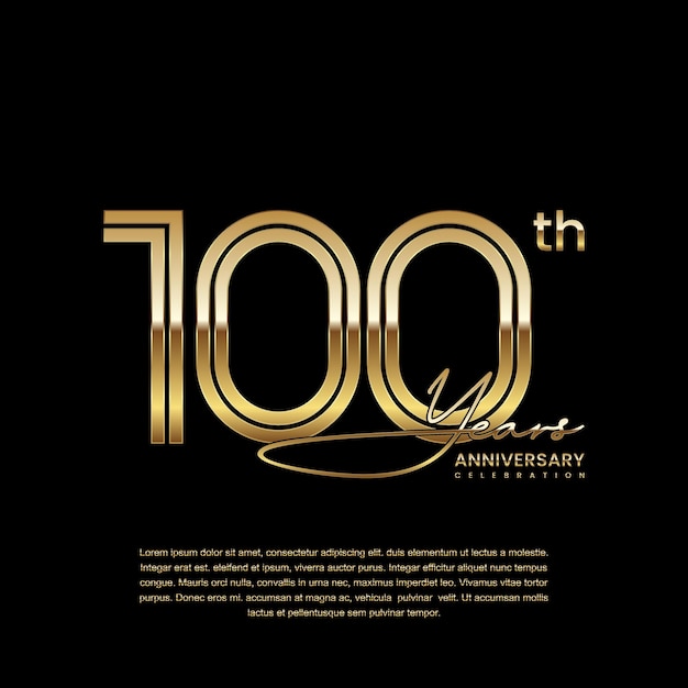 Conception de modèle avec style de numéro de ligne double en couleur or pour le 100e anniversaire