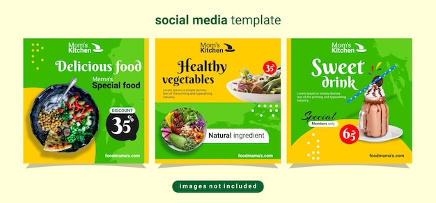 Conception De Modèles De Médias Sociaux Pour Un Thème Culinaire Avec Des Aliments Spéciaux