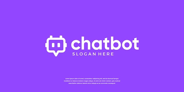 La conception moderne du logo du chat bot Symbole de bulle abstrait avec le concept du logo du robot à tête