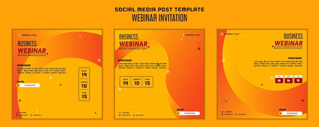 Conception Moderne De Modèle De Publication Sur Les Médias Sociaux Pour Le Marketing Numérique En Ligne Ou Le Modèle D'invitation à Un Webinaire