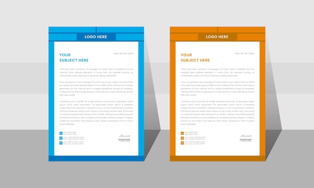 Vecteur conception moderne de l'en-tête de lettre d'entreprise