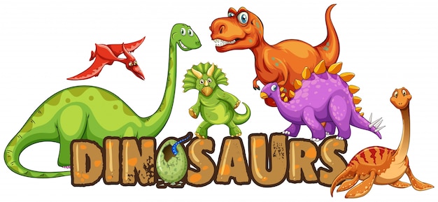 Vecteur conception de mot pour les dinosaures