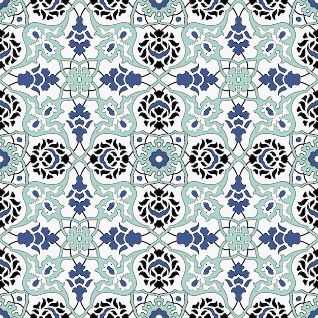 Conception De Motif De Carreaux Antiques De Couleur Menthe Douce Et Bleue Sans Couture. Illustration Vectorielle Géométrique