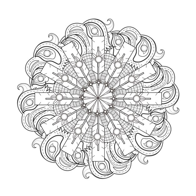 Conception De Motif De Mandala Exquis En Noir Et Blanc