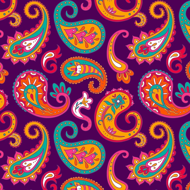 Vecteur conception de motif paisley coloré