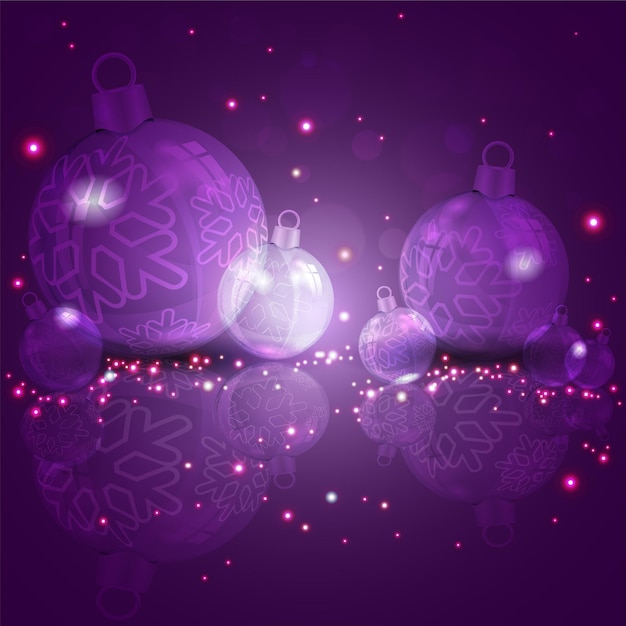 Conception De Noël Violet Foncé Avec Des Boules De Verre