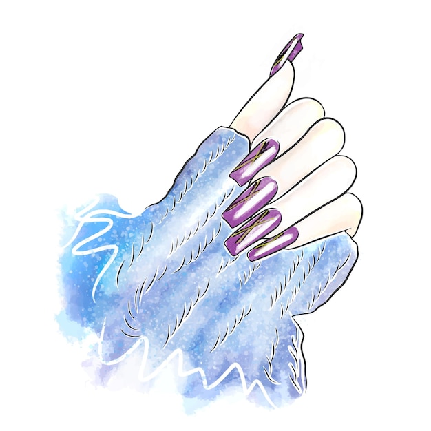 Conception D'ongles Manucure Mode Doodle Ongles Longs