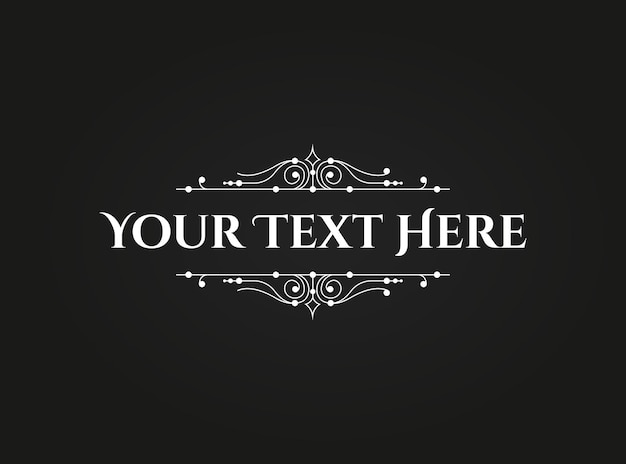 conception ornementale conception de bordure texte ici logo tourbillon royal vecteur de conception