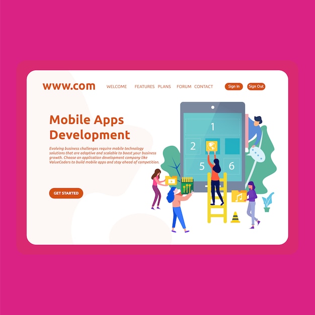 Conception De Page De Destination Développement D'applications Mobiles