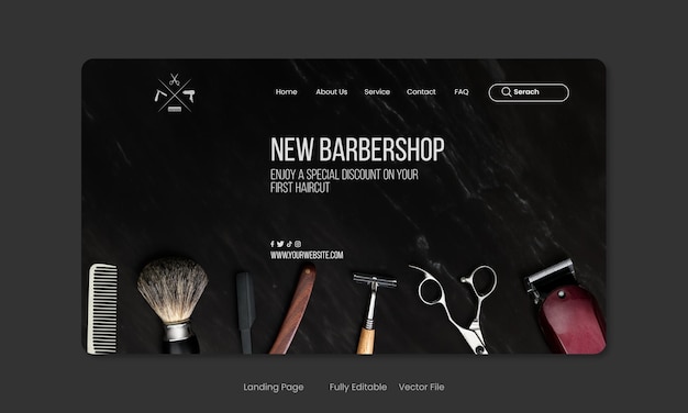 conception de la page de destination du salon de coiffure