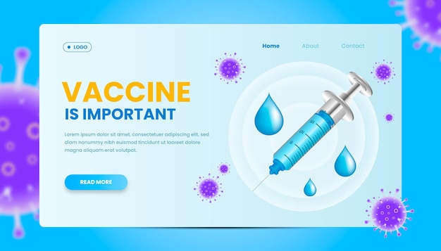 Conception De La Page De Destination Du Vaccin Avec Illustration 3d.